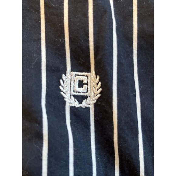 Chaps Button Up Shirt 1X Blue White Stripe 100% Cotton Embroidered Logo - Picture 3 of 8